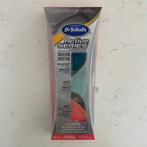 Dr. Scholl's Active Series Replacement Insoles Triple Zone Protection Sz OS NIP - Picture 1 of 5